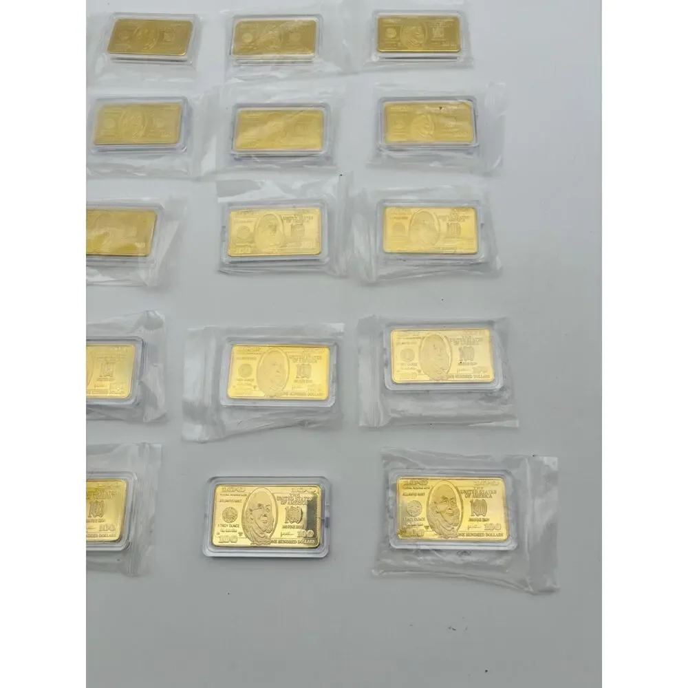 Lot Of 15 Atlantis mint 1 troy ounce USA $100.00 cased wafer bar .999 fine iron